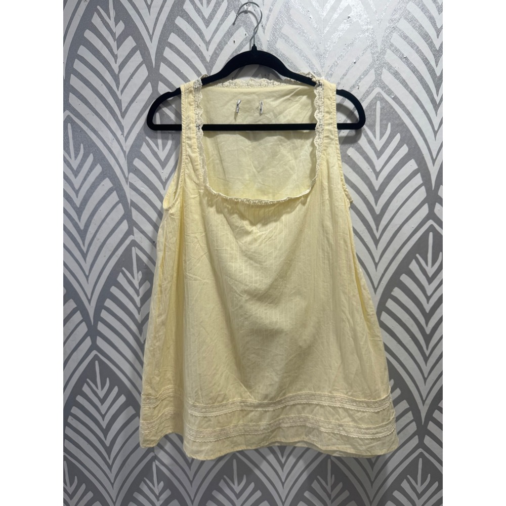 Princess Polly Alanah Pale Yellow Lace Trim Pinstripe Mini Dress Sleeveless US 8 - Picture 3 of 7